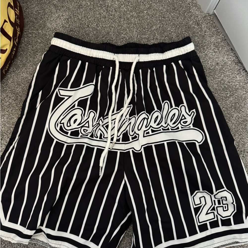 Los Angeles Black and White Striped Men's Shorts